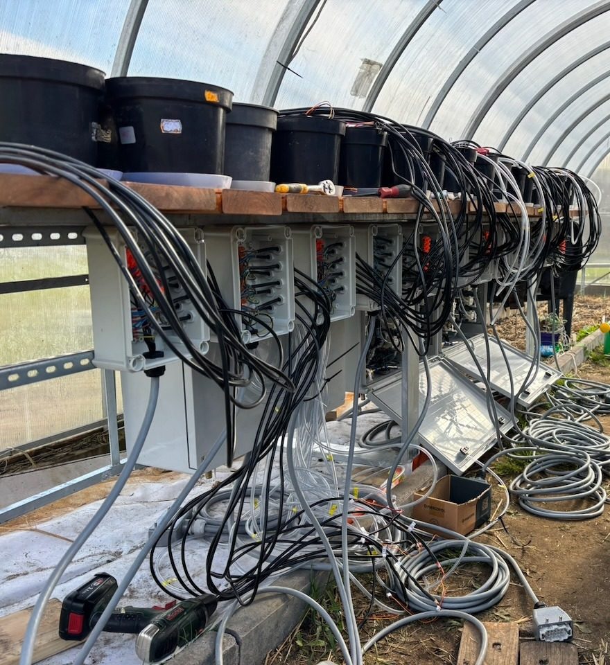 Junction boxes and control wiring under the benches